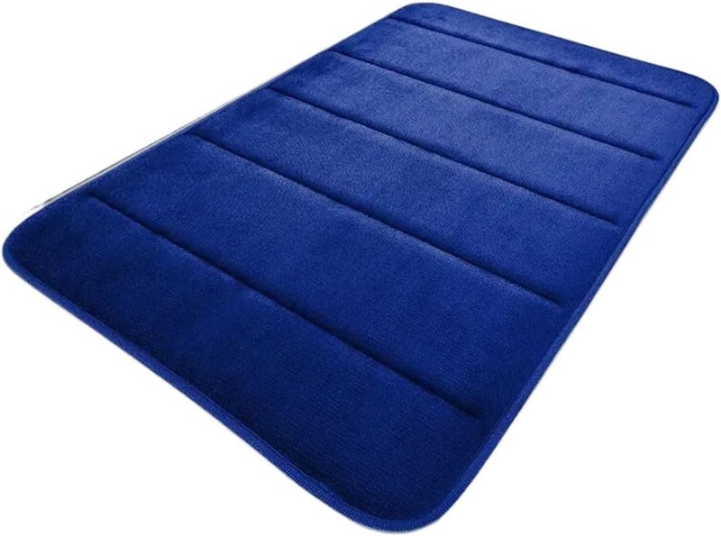سجادات حمام من نوع Memory Foam: بطانية استحمام ناعمة ومريحة، تمتص الرطوبة (لون أزرق داكن، مقاس 400 مم × 600 مم) - Image 1