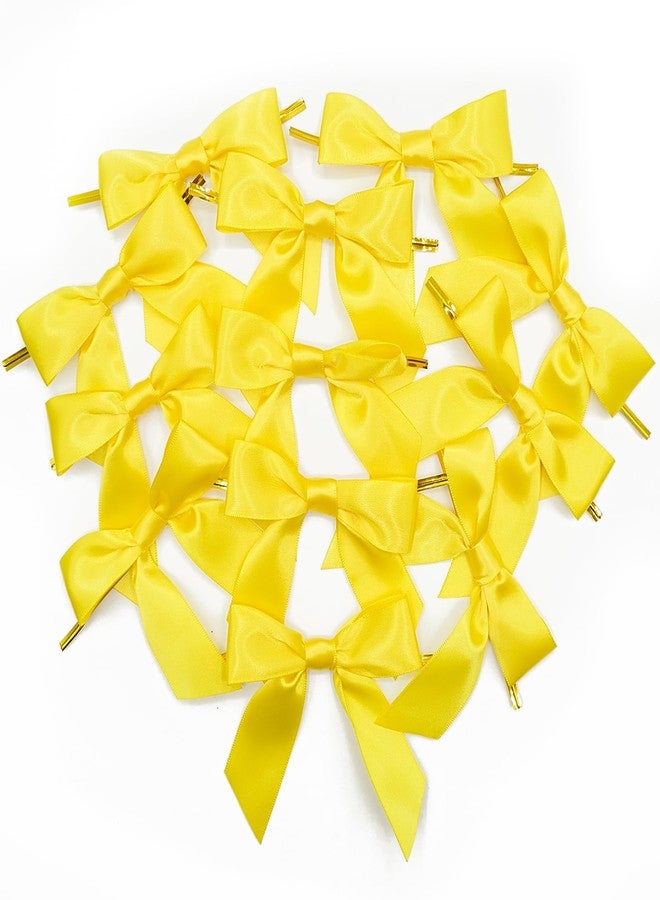 Giftmeet Yellow Bows Satin Ribbon Twist Ties for Christmas, 4.3 Inch Metallic Twist Ties Reusable, Decorative Bow Ties Ribbon Bows for Crafts, Bakery, Gift Wrapping, Wedding Birthday Party Favors 30 Pcs - Image 1