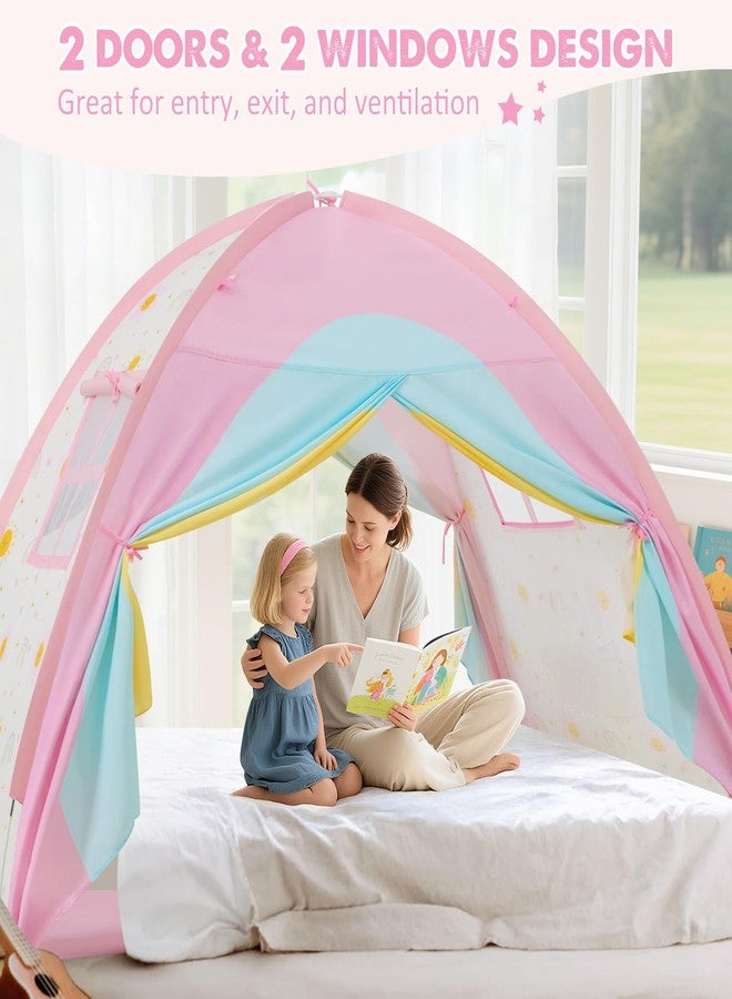 PIIKAGO Full Bed Tent for Kids, Full Size Bed Canopy with Star Lights, Privacy Space Blackout Sleeping Tents, Indoor Breathable Portable Bunk Bed Tent for Girls, Rainbow - Image 4