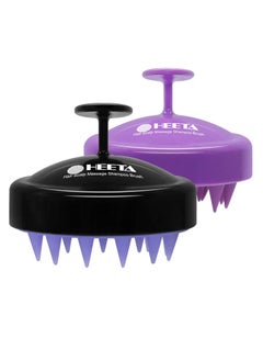 Heeta HEETA 2 Pack Hair Scalp Massager Shampoo Brush for Hair Growth, Hair Scalp Scrubber with Soft Silicone, Wet and Dry Hair Detangler (Black & Purple) 