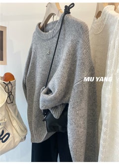 Idle Style Womens Pullover Sweater Soft Cashmere Knitted Top Solid Color Autumn/Winter Warm Comfortable Crew Neck Design Apricot