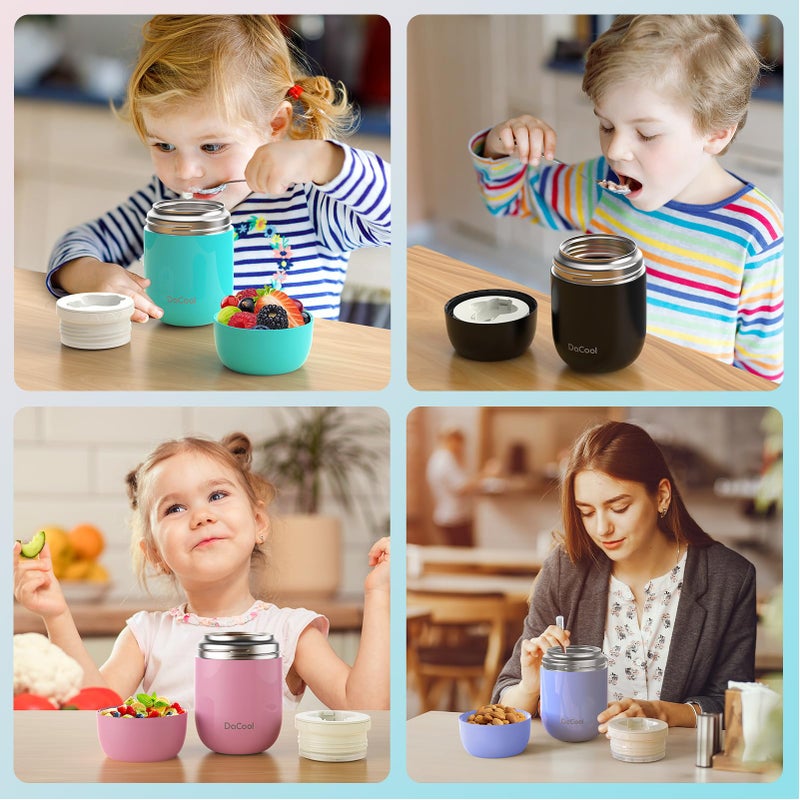 DaCool Insulated Food Jar Food Thermo Kids Thermo for Hot Food 16 oz Stainless Vacuum Bento Lunch Therm for Kids Girls Adult with Spoon Leak Proof for School Office Picnic Travel Outdoors, Pink - Image 5