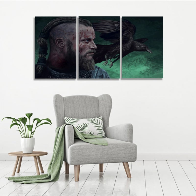 Marktna Three canvas prints featuring the VIKING series design, with a hollow frame, measuring (90×40), three pieces. - Image 1