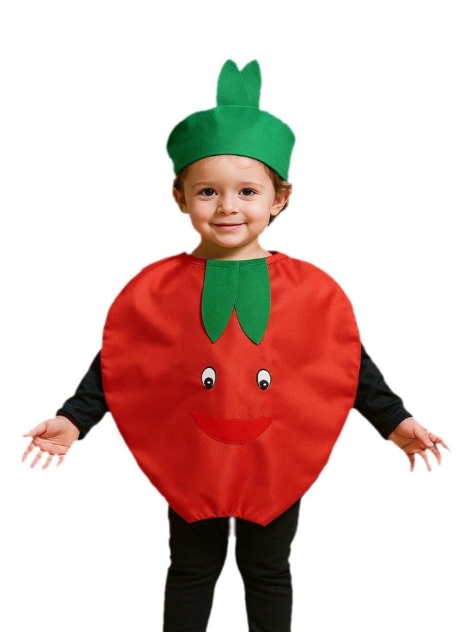 QuickBazaar Fruits & Vegetable Cutout Costume for Kids/Apple, Mango, Banana, Carrot, Brinjal, Tomato, Watermelon & More/Perfect for Fancy Dress Costume & Stage Shows (Apple Cutout, 5-6 Years) - Image 1