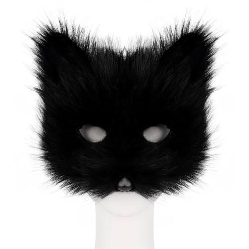 hbbhml Animal Fox Wolf Mask Halloween Party Cosplay Costumes Props Plush Cat Half Face Masks Carnival Christmas Masquerade - Image 3