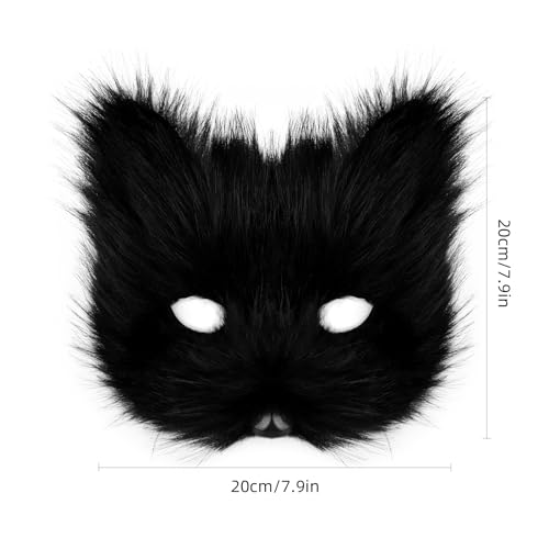 hbbhml Animal Fox Wolf Mask Halloween Party Cosplay Costumes Props Plush Cat Half Face Masks Carnival Christmas Masquerade - Image 5