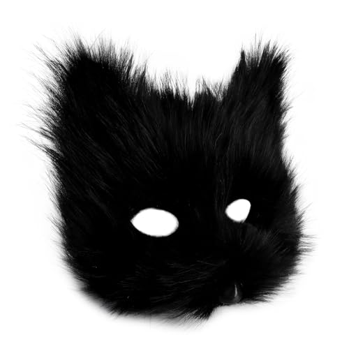 hbbhml Animal Fox Wolf Mask Halloween Party Cosplay Costumes Props Plush Cat Half Face Masks Carnival Christmas Masquerade - Image 4