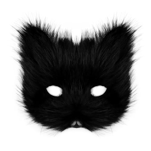 hbbhml Animal Fox Wolf Mask Halloween Party Cosplay Costumes Props Plush Cat Half Face Masks Carnival Christmas Masquerade - Image 1