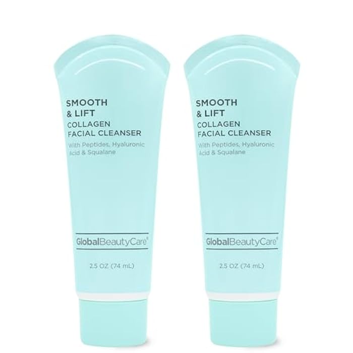 Global Beauty Care Smooth & Lift Collagen Facial Cleanser – Peptides, Hyaluronic Acid & Squalane, 2-Pack (2x 2.5 fl oz) - Image 1