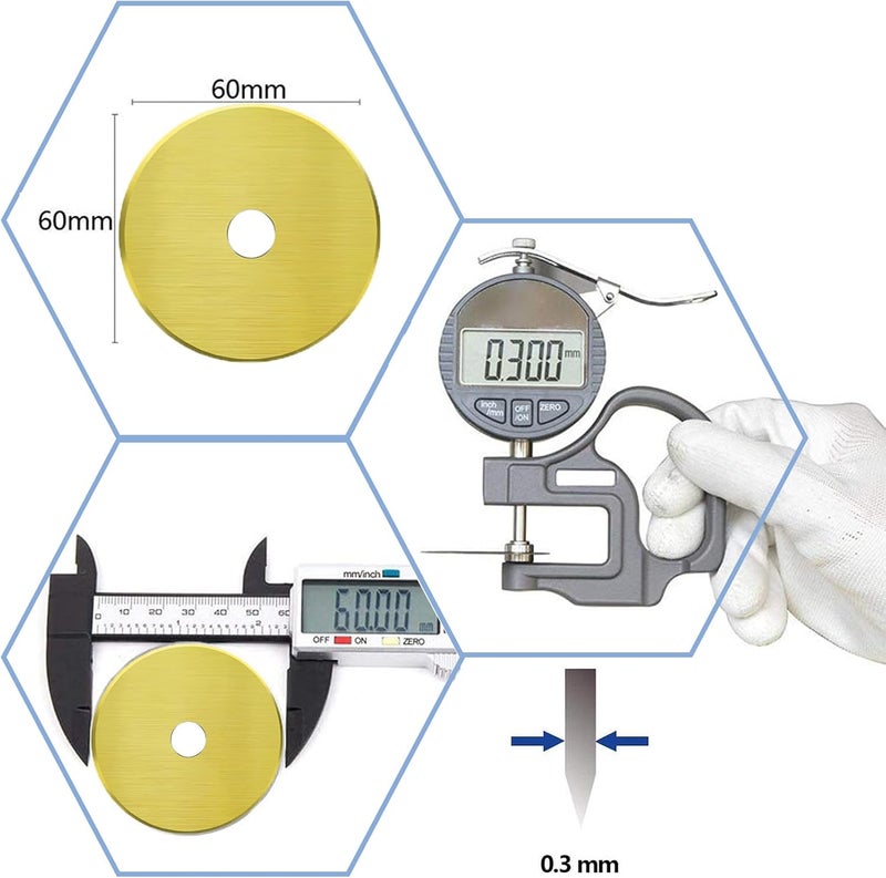 شفرات القاطع الدوار، شفرات بديلة 60 مم عبوة من 5 قطع، متوافقة مع Fiskars وOLFA وMartelli وDremel وTruecut وDAFA، شفرات قطع القماش لإعادة التعبئة للخياطة والحرف اليدوية والقصاصات الفنية، SKS-7 (مطلية بالتيتانيوم) - Image 2