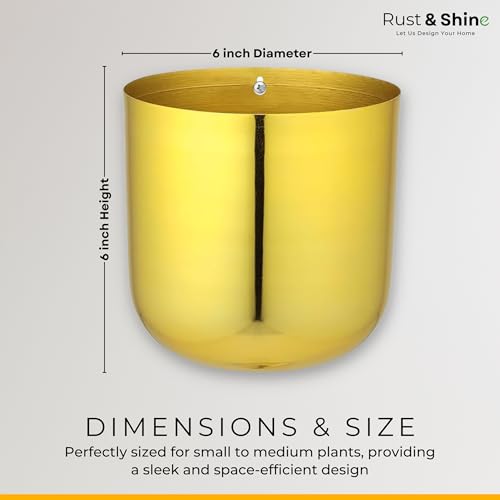 Rust & Shine Urban Jungle Hanging Planter Cachepots – Gold (Set of 3) | Durable Iron Wall Hanging Pots for Plants | Mini Flower Planters for Balcony Vertical Garden & Home Office Wall Decor - Image 5