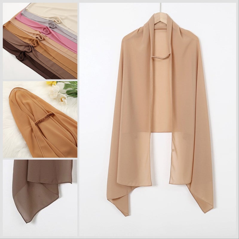 New Fashion Convenient One-Piece Headscarf Pearl Chiffon Material Closed Toe Scarf With Elastic Band Adjustable - Image 2