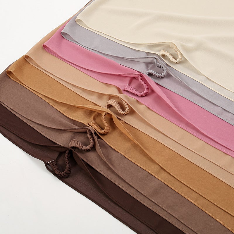New Fashion Convenient One-Piece Headscarf Pearl Chiffon Material Closed Toe Scarf With Elastic Band Adjustable - Image 4
