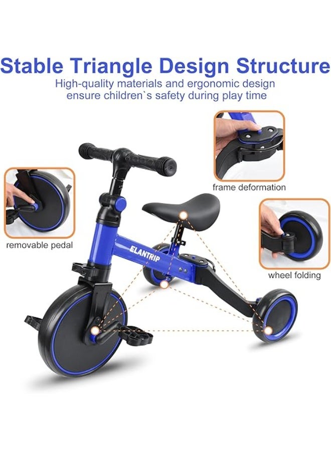 Kimaya 3-in-1 Baby Tricycle with 3 Wheels, Kids Pedal Tricycle for 1-4 Years Old, Toddler Tricycle for Indoor-Outdoor, Balance Bike with Removable Pedal for Boys and Girls (Blue)  - Image 3