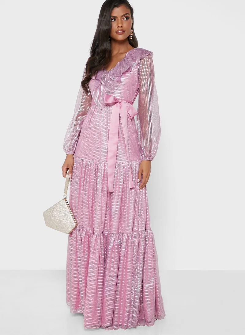 Khizana Pink Ruffled Maxi Dress