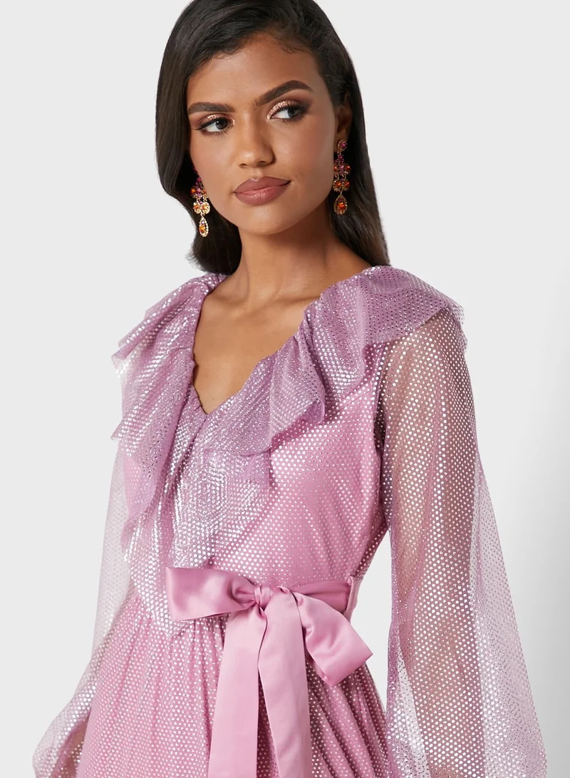 Khizana Pink Ruffled Maxi Dress