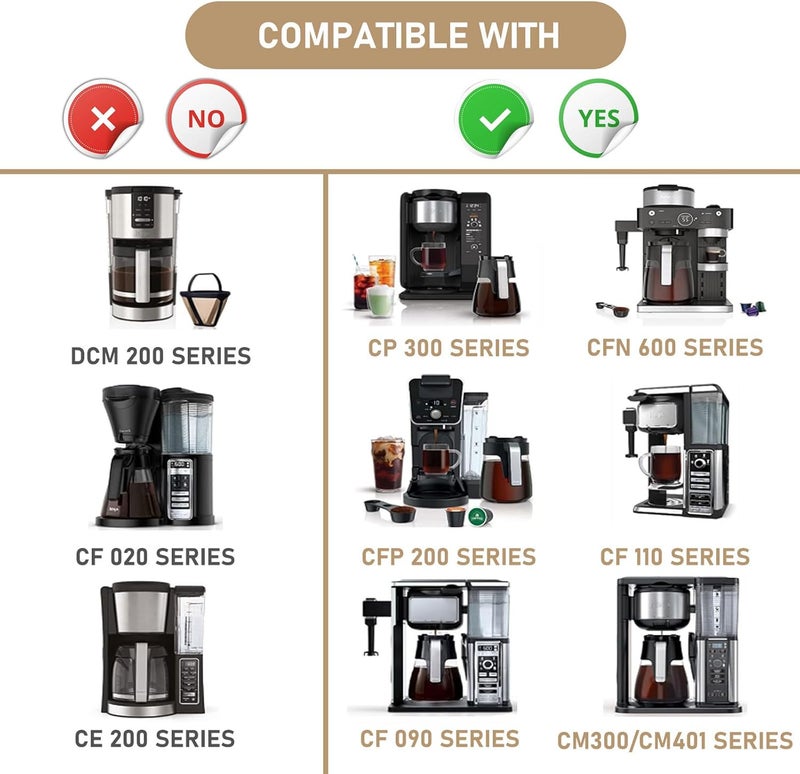 Shonshon 12 Cup Coffee Maker Carafe Replacement Pot Coffee Jug Compatible with Ninja Coffee Maker CFP101 CFP201 CFP301 CFN601 CFP200 CFP250A CFP300 CFP305 CFP307 CFN602 CM400 CM401 CF090 CF091 CF092 - Image 2
