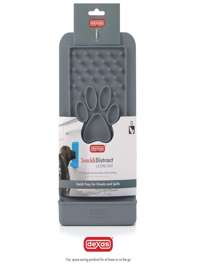 ديكساس سجادة ديكساس لللعق والتسلية مع صينية تجميع للكلاب والقطط - 5 × 9 بوصات، رمادي فاتح. تلتصق بمعظم الأسطح الملساء أو الزلقة. تخفف القلق، وتمنع الملل، وتسلي وتشتت انتباه الحيوان الأليف. - Image 4