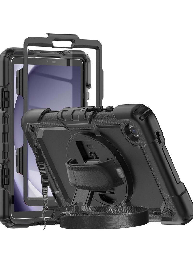 Green Tiger Samsung Galaxy Tab A9 Case 8.7 Inch 2023 | SM-X110/X115/X117 Cover with Screen Protector Pencil Holder | Heavy Duty Rugged Rubber Protective Case W/Stand Shoulder Strap for Kids Black - Image 1