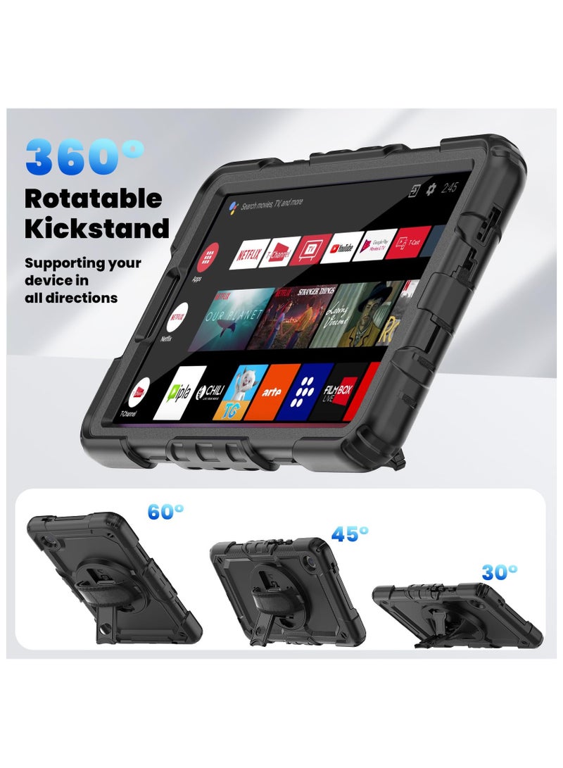 Green Tiger Samsung Galaxy Tab A9 Case 8.7 Inch 2023 | SM-X110/X115/X117 Cover with Screen Protector Pencil Holder | Heavy Duty Rugged Rubber Protective Case W/Stand Shoulder Strap for Kids Black - Image 3