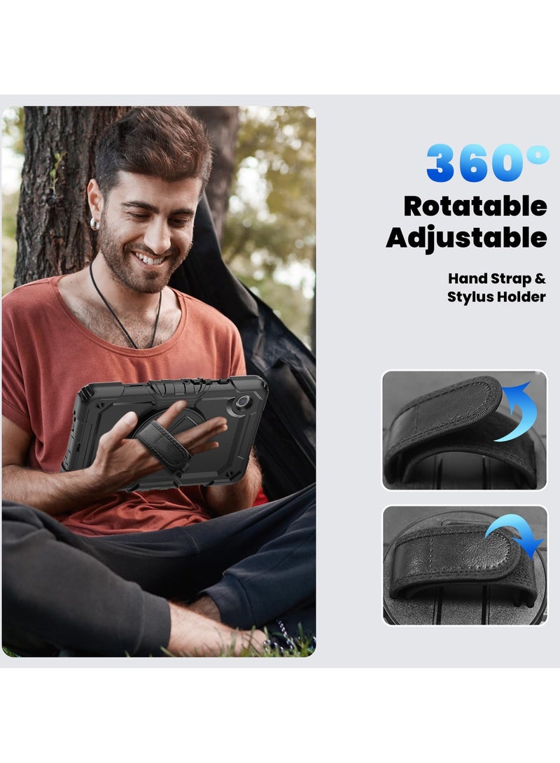 Green Tiger Samsung Galaxy Tab A9 Case 8.7 Inch 2023 | SM-X110/X115/X117 Cover with Screen Protector Pencil Holder | Heavy Duty Rugged Rubber Protective Case W/Stand Shoulder Strap for Kids Black - Image 4