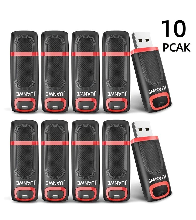 10 قطع من محركات أقراص فلاش KOOTION سعة 32 جيجابايت USB 2.0 فائقة السرعة مع غطاء أحمر، تصميم متين باللونين الأسود والأحمر، محمولة للصور ومقاطع الفيديو وملفات الموسيقى، عبوة جماعية للتخزين في المنزل والمكتب والسفر. - Image 4
