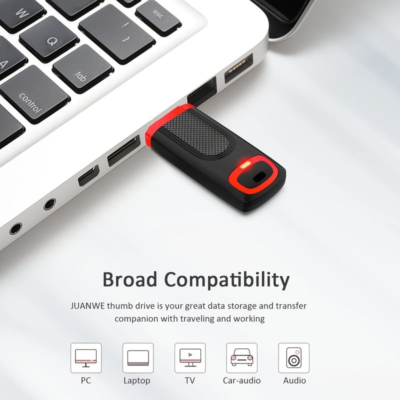 10 قطع من محركات أقراص فلاش KOOTION سعة 32 جيجابايت USB 2.0 فائقة السرعة مع غطاء أحمر، تصميم متين باللونين الأسود والأحمر، محمولة للصور ومقاطع الفيديو وملفات الموسيقى، عبوة جماعية للتخزين في المنزل والمكتب والسفر. - Image 1