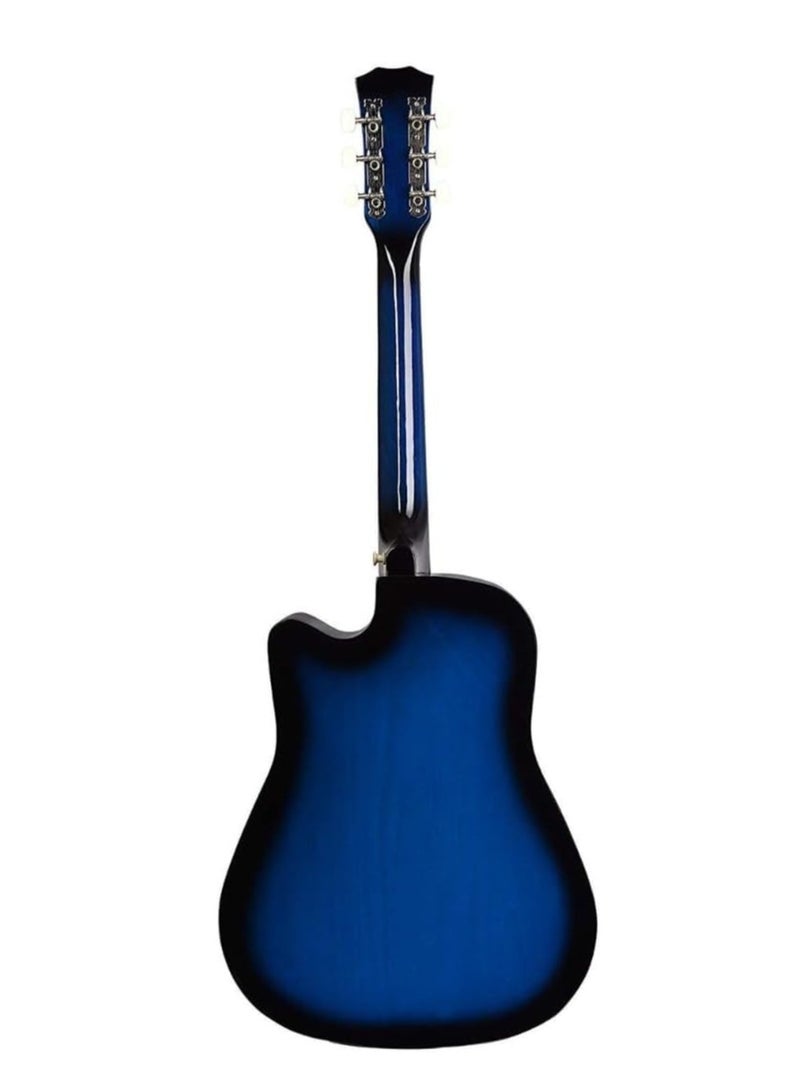 Megarya Flamingo Series Blue MF38BL Acoustic Guitar Made by Linden Binding and Full Wood Construction with Geared Tuning, Wood Frame and Steel Strings - Image 4