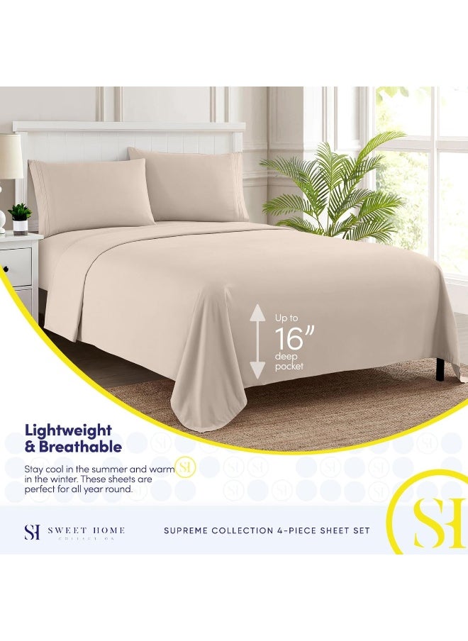 Sweet Home Collection Sweet Home Collection 1800 Thread Count Set – Soft Egyptian Quality Brushed Microfiber – Luxury Bedding Set with Flat, Fitted, 2 Pillow Cases  - Image 3