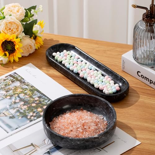 CM CHIC MONDAY 6.7" Large Decorative Bowl, Natural Marble Decorative Bowls for Home Decor, Key Bowl, Candy Bowl, Smudge Bowl, Coffee Tables Centerpiece (Natural Black) - Image 5