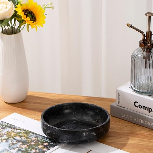 CM CHIC MONDAY 6.7" Large Decorative Bowl, Natural Marble Decorative Bowls for Home Decor, Key Bowl, Candy Bowl, Smudge Bowl, Coffee Tables Centerpiece (Natural Black) - Image 4