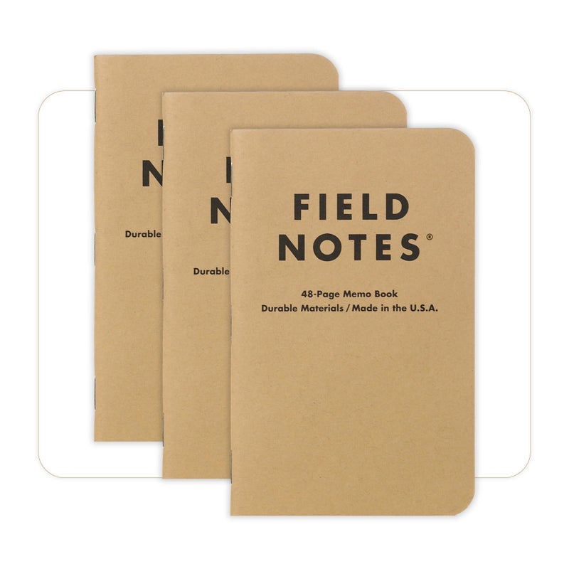 Field Notes ملاحظات ميدانية: مجموعة كرافت الأصلية 3-pack - دفاتر ملاحظات ورقية عادية - دفاتر جيب فارغة 48 صفحة - 3.5" × 5.5" - Image 1