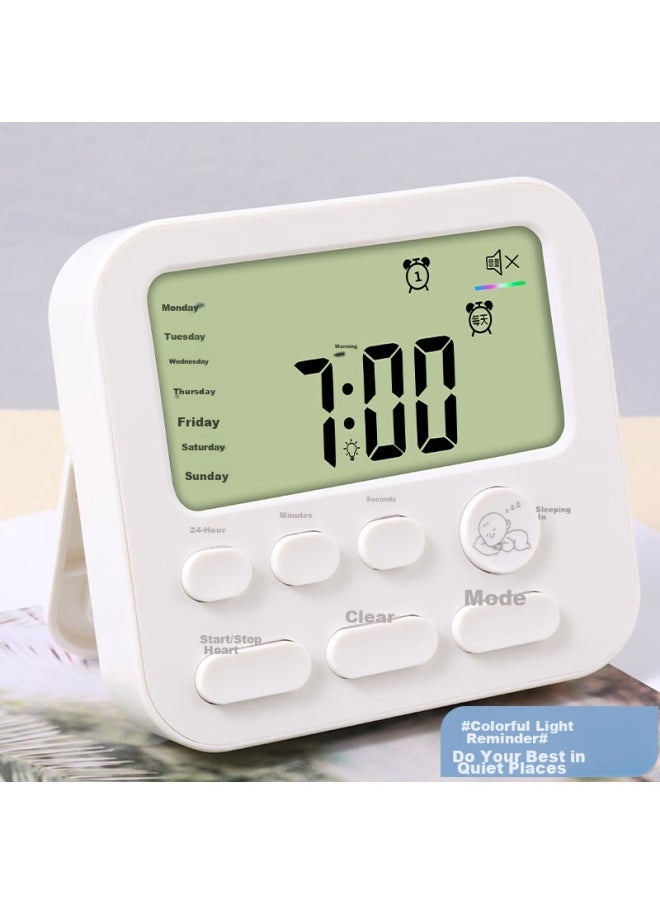 Bai Jie Baijie Multi-function Timer, Time Management Tool, Kitchen Baking Timer, Home Stand Model, Pearl White  - Image 1