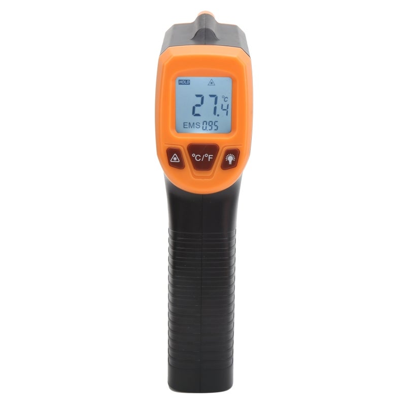 Infrared Thermometer GM320S: LCD Display Laser Target Temperature Measuring Gun for Surface Temperature, Backlight Function, Data Retention, Auto Power Off - Orange - Image 1