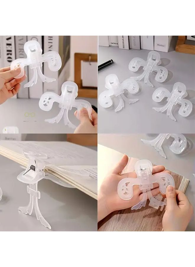 White Heavy Duty Non Slip Page Holder Clip Anti Page Turning Stopper Transparent Book Stand - Image 1