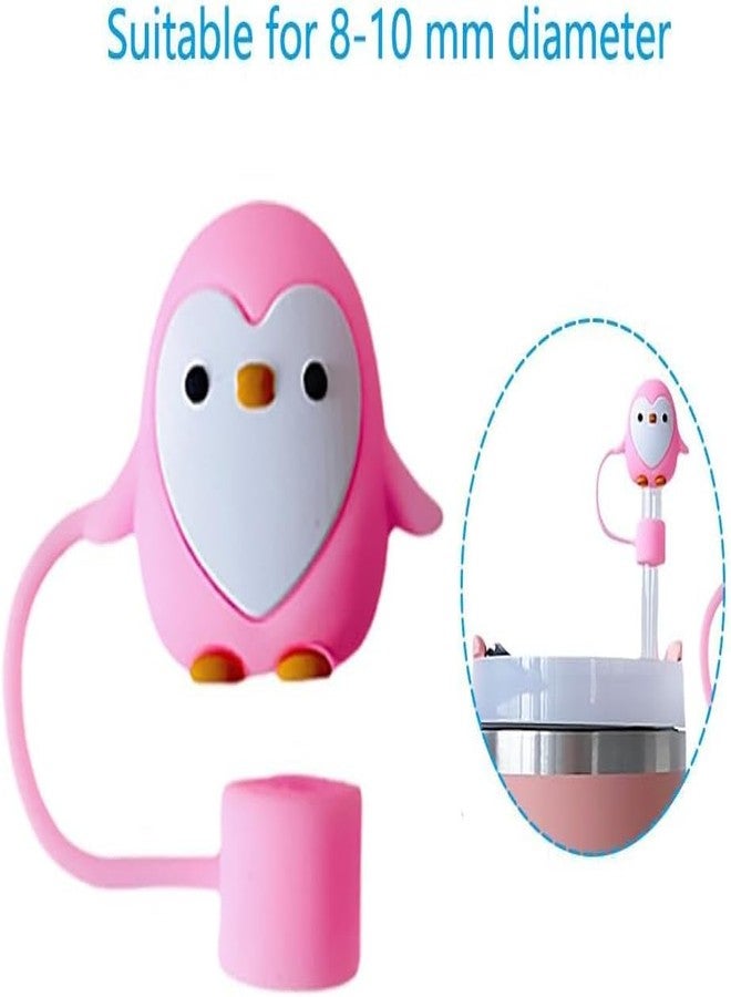 Qintreesify 6Pcs Cute Penguin Straw Covers Cap Toppers for Cup 10mm, Silicone Cartoon Penguin Straw Tips Lids Protector BPA Free for 10mm Cup Accessories, Reusable Dust-Proof Cap - Image 3