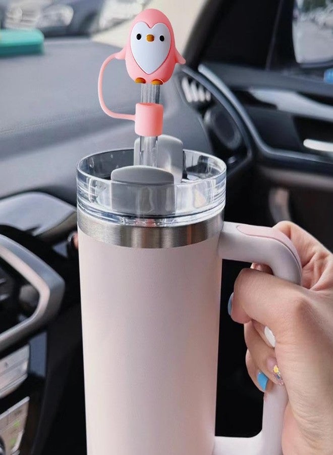 Qintreesify 6Pcs Cute Penguin Straw Covers Cap Toppers for Cup 10mm, Silicone Cartoon Penguin Straw Tips Lids Protector BPA Free for 10mm Cup Accessories, Reusable Dust-Proof Cap - Image 5