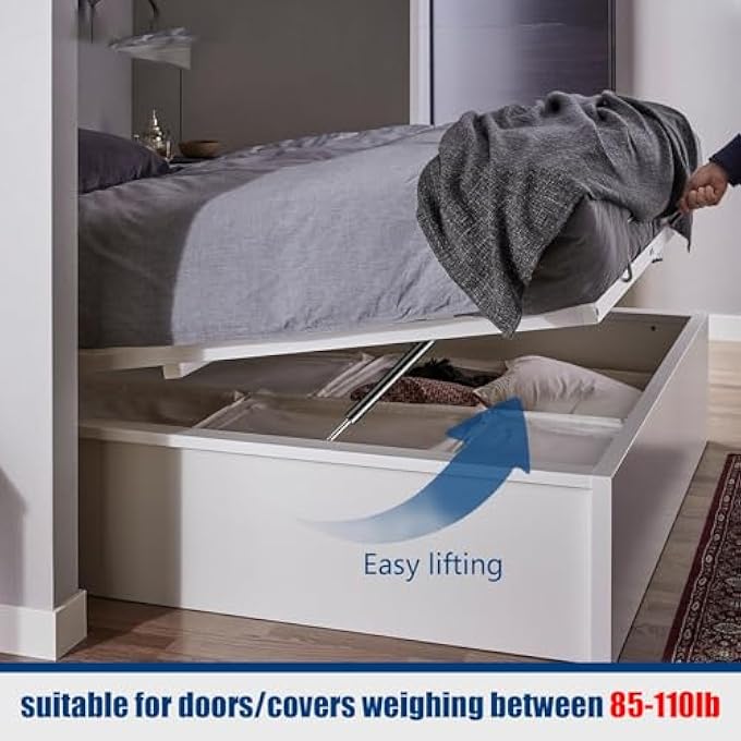 كاست ويف دعامة رفع صدمات غازية زنبركية 15 بوصة 100Lb445N مناسبة لسرير العربة الترفيهية وغطاء التخزين وصندوق الأدوات وغطاء اللعبة والباب وفتحة القارب وخزانة التلفزيون ومجموعة قطع غيار سوداء من قطعتين - Image 3