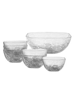Elegant Glass yogurt set with a modern pattern, 7 pieces  - Image 1