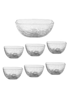 Elegant Glass yogurt set with a modern pattern, 7 pieces  - Image 2