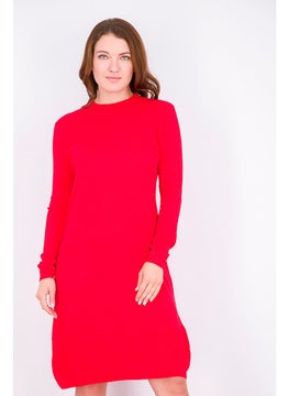 Tchibo Women Regular Fit Knitted Casual Mini Sweater Dress, Red  - Image 1