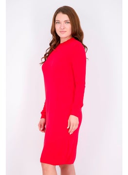 Tchibo Women Regular Fit Knitted Casual Mini Sweater Dress, Red  - Image 2