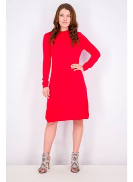 Women Regular Fit Knitted Casual Mini Sweater Dress, Red - pzsku/ZDF75796BF16ADC33537FZ/45/_/1724351080/2f46310e-ea81-4cf5-8dde-ccaebdf88dc2