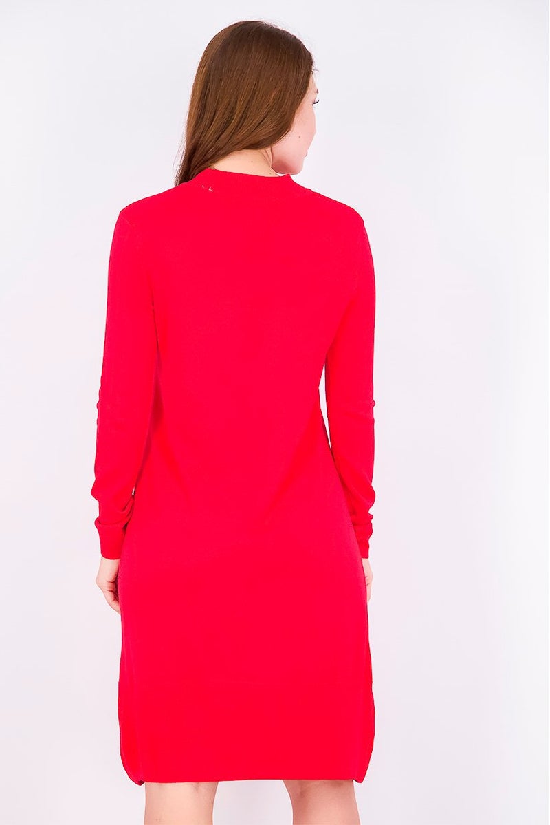 Tchibo Women Regular Fit Knitted Casual Mini Sweater Dress, Red - Image 4