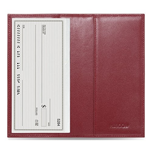HISCOW Leather Checkbook Cover for Women & Men - Italian Calfskin (Wine Red) - Image 1
