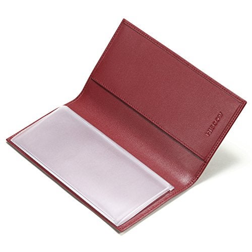 HISCOW Leather Checkbook Cover for Women & Men - Italian Calfskin (Wine Red) - Image 3