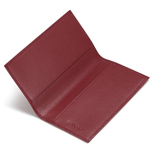 HISCOW Leather Checkbook Cover for Women & Men - Italian Calfskin (Wine Red) - Image 4