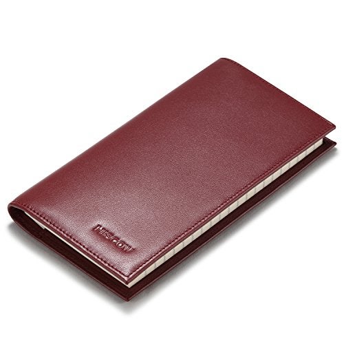 HISCOW Leather Checkbook Cover for Women & Men - Italian Calfskin (Wine Red) - Image 5