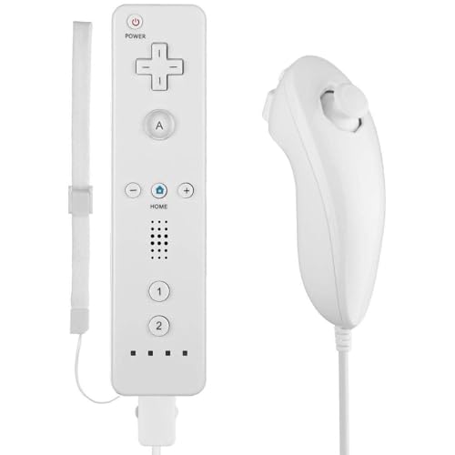 Lyyes Remote Controller for Wii, Wii Remote and Nunchuck Controllers with Silicon Case and Strap for Wii and Wii U (White) - Image 1