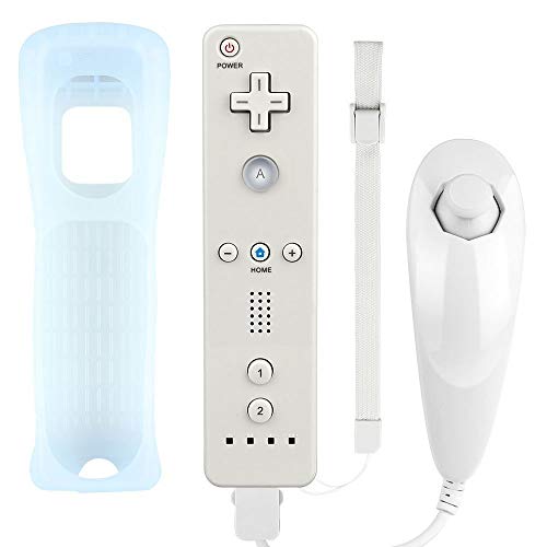 Lyyes Remote Controller for Wii, Wii Remote and Nunchuck Controllers with Silicon Case and Strap for Wii and Wii U (White) - Image 2